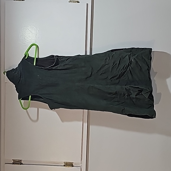 sleeveless halterdress. Olive and brown. Has pockets! Size small - Picture 3 of 3